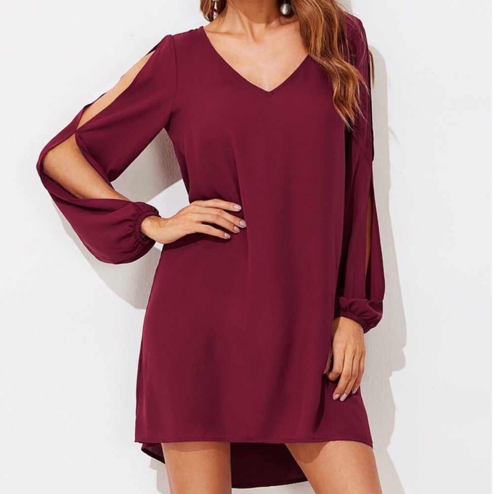 Burgundy/crimson shift dress